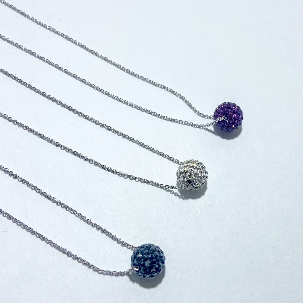 (3) Touchstone Crystal by Swarovski Crystal Aurore Boreale Pavé Ball Necklaces